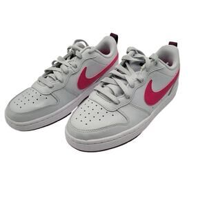 Nike Court Borough Low 2 Shoes Big Kid's Pure Platinum Pink Prime Size 5 Lace Up